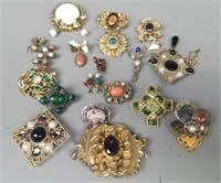 Large Lot Costume Jewelry Brooches
