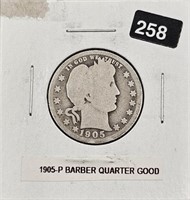 1905 U.S. Barber Silver Quarter