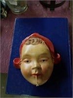 Chalkware string holder. Dutch girls head