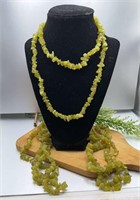 Set of 3 Olive Jade Necklaces. Each Strand is 34