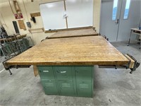 Custom Work Table w/ (4) Vises & Storage Base
