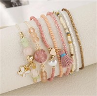 E5) BOJO eight strand bracelet stack - seed beads