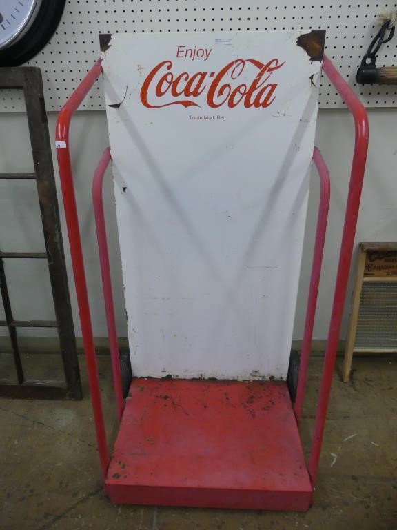 COCA-COLA TWO WHEEL METAL ROLLING DISPLAY CART