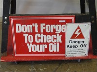 OIL CHECK REMINDER & HYDRO POLE WARNING SIGN