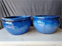 Pair of Round Ceramic Flower Pots