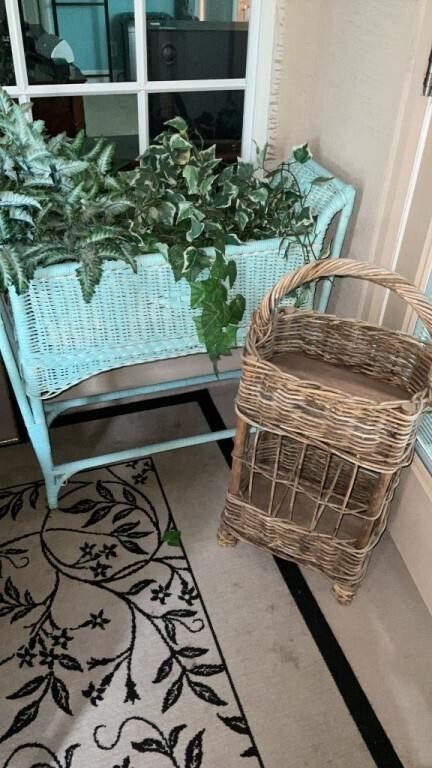 2 wicker plant stands
