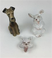 Three Pieces of Ceramic Animals - Bunny, Dog