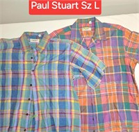 Paul Stuart Short Sleeve Shirt Large Cotton