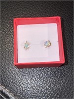 Sterling silver gold overlay fire opal earrings