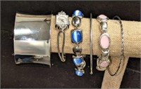 Vintage Ladies Silver Tone Bracelets And Watch