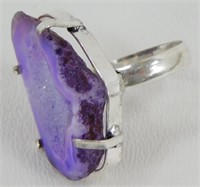 Agate Geode Slice Ring - Size 7 1/2