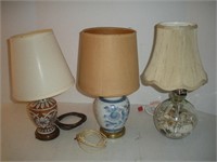 3 Table Lamps, Tallest 15 Inches