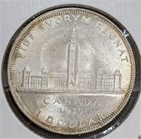 1939 Canadian Silver $1 Dollar Coin