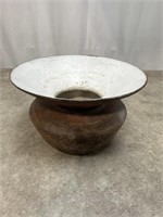 Antique cast iron porcelain spittoon