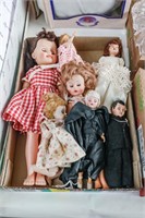 Flat of (7) Small Dolls, Various Sizes
