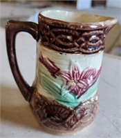 Antique Majolica Pitcher with Flower