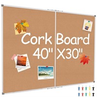 Large Cork Board, 40 x 30 Inch Wall Mount