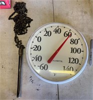 Antique Brass Thermometer & Thermometer