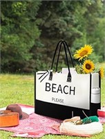 Genovega Extra Large Initial Canvas Beach Bag