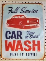 Full Service Car Wash Metal Sign 12.5x16