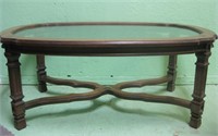 42 X 27 X 17 Glass Top Wood Coffee Table