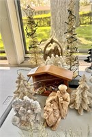 Various Christmas Decorations Including Nativity