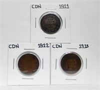 1911 1912 1913 Large Cent Canada