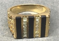 14 KP Gold Onyx Diamond Ring