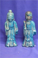 Lot of 2 Antique Chinese Torquise Glazed Sages