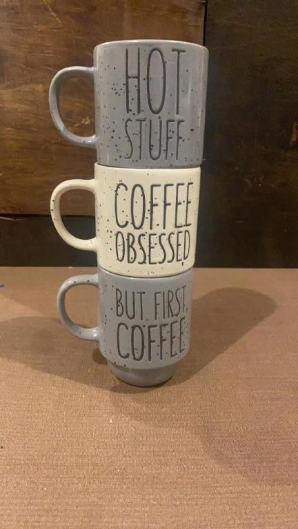 Set of 3 Stackable Coffee Mugs