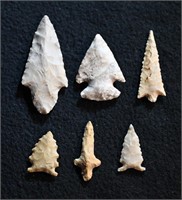 6 Arrowheads Found in Arkansas.  Some nice Bird Po