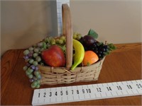 Vintage Basket & Plastic Fruit