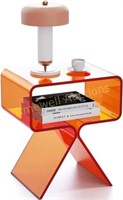 Acrylic Nightstand Side Table Modern (Orange)