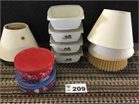 LAMPSHADES, TINS, STORAGE CONTAINERS