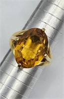 Estate 18k Hge Citrine  Costume  Ring Sz 8