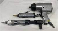 Assortment of air tools. Impact wrench, ratchet,