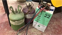 Freon - Forane 22, gauges and empty tanks