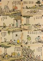 Feng Zikai 1898-1975 Watercolour on Paper 8 Pc