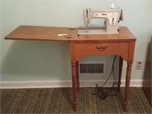 Singer Sewing Machine in Cabinet - Not Tested