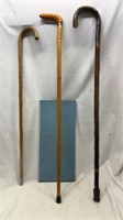 Lot of Three Vintage Wooden Canes