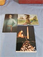 3 vintage postcards including july fourth