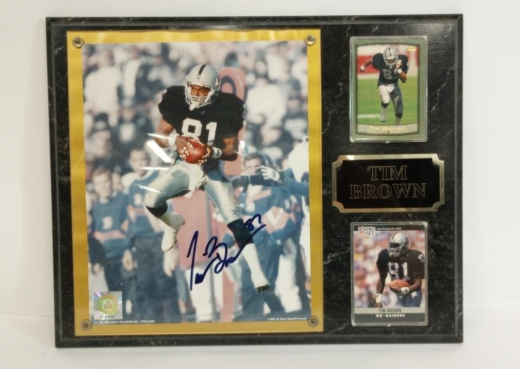 TIM BROWN SIGNED W/ COA PHOTO & CARDS