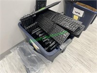 Large Assortment of Keyboards in Plastic Tote