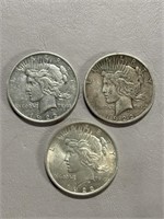PEACE DOLLARS 1922-P, 1922-D, & 1922-S