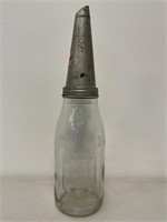 Embossed AMP LUBE OIL 1 Quart Oil Bottle With Tin