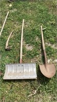Round shovel, snow shovel, leaf rake, ext reach,