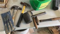 Hammers, mallet, wood chisels