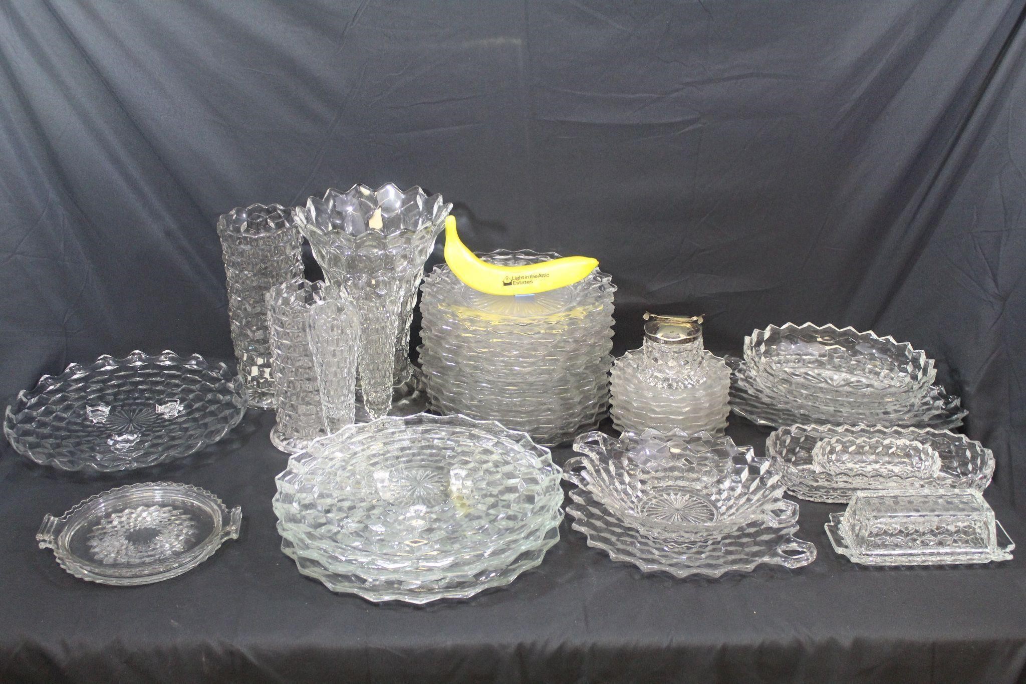 42 Pcs. Fostoria "American Cubist" Clear Glass