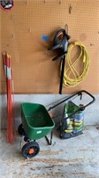Scoots spreader, turf builder, ext cord, electric