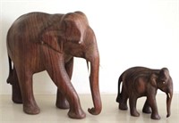 2 Wood Elephants